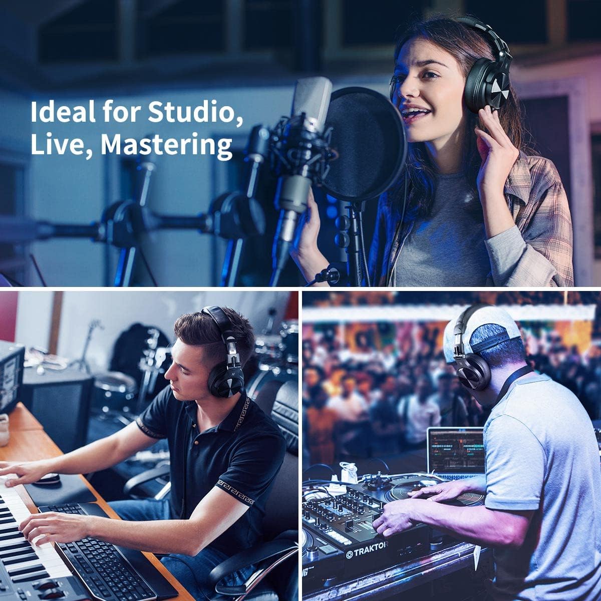 OneOdio A71 Hi-Res Studio Recording Headphones - Wired Over Ear Headphones with SharePort, Monitoring Mixing Foldable Headset with Stereo Sound, 3.5/6.35MM Jack for PC Computer DJ Guitar-Black - Image 5