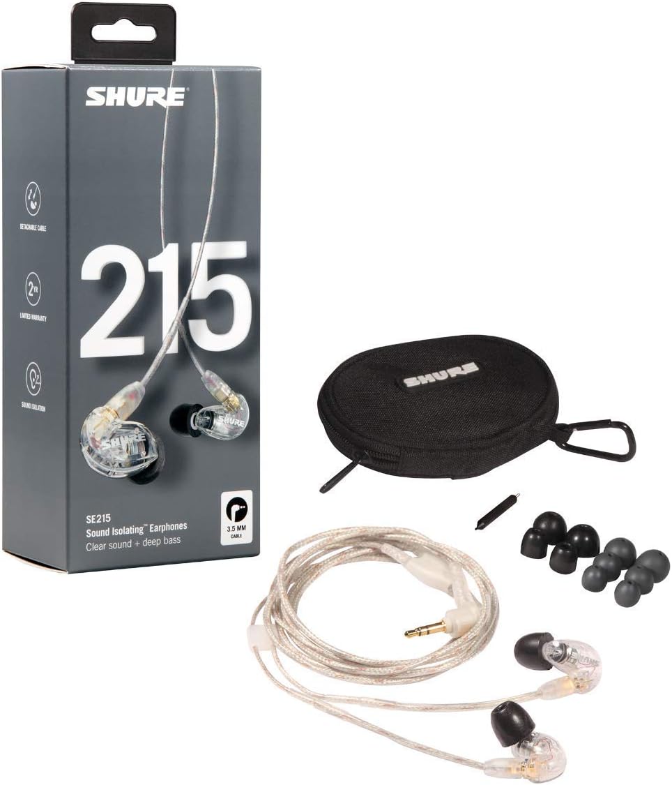 Shure SE215 PRO Wired Earbuds - Professional Sound Isolating Earphones, Clear Sound & Deep Bass, Single Dynamic MicroDriver, Secure Fit In Ear Monitor, plus Carrying Case & Fit Kit - Clear (SE215-CL) - Image 5