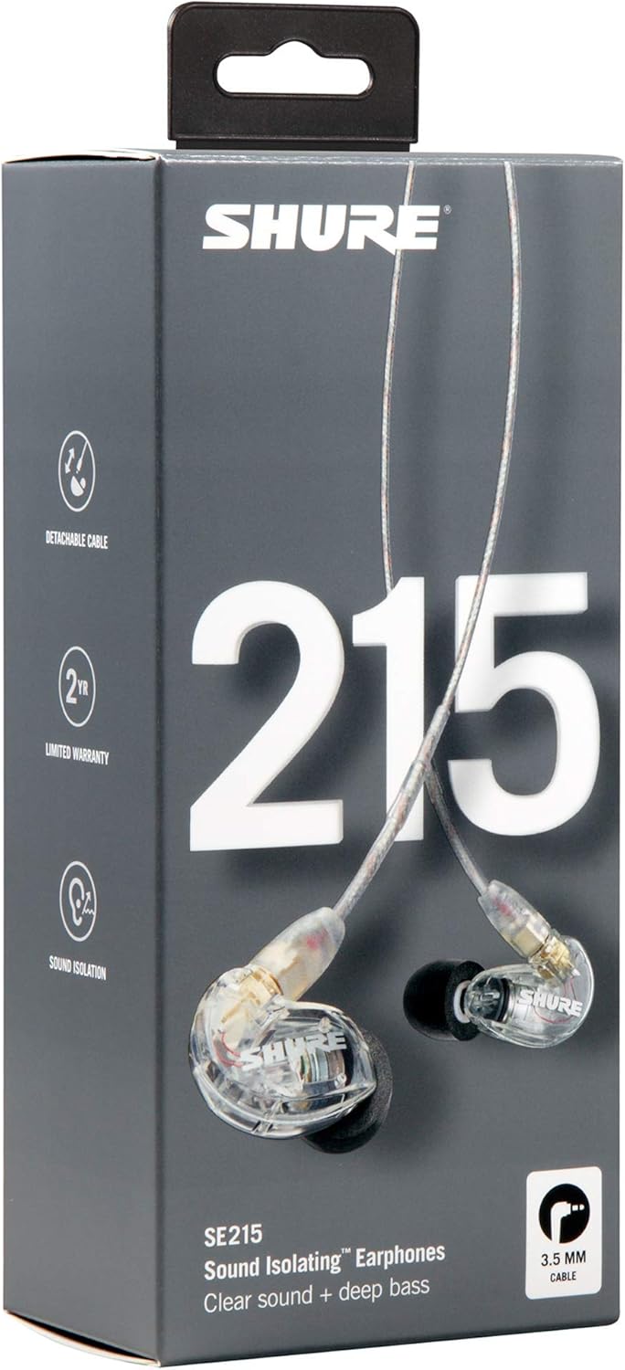 Shure SE215 PRO Wired Earbuds - Professional Sound Isolating Earphones, Clear Sound & Deep Bass, Single Dynamic MicroDriver, Secure Fit In Ear Monitor, plus Carrying Case & Fit Kit - Clear (SE215-CL) - Image 6