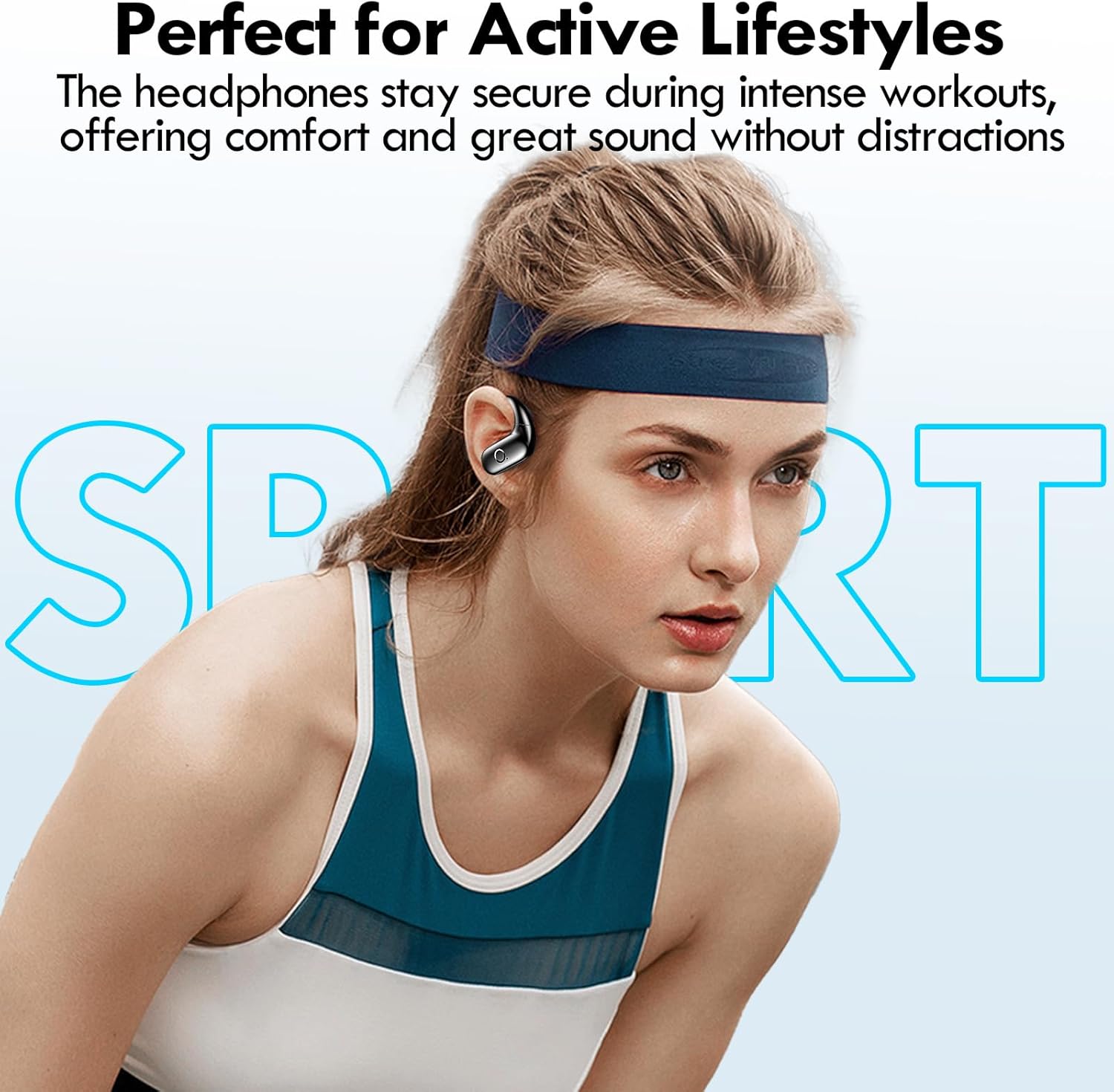 kurdene Wireless Earbuds Bluetooth Headphones Sport,Over Ear Buds with Deep Bass Sound,60Hrs Playtime Earphones Redesigned Comfort Fit with Earhooks for Running,Meeting,Workout-Black - Image 4