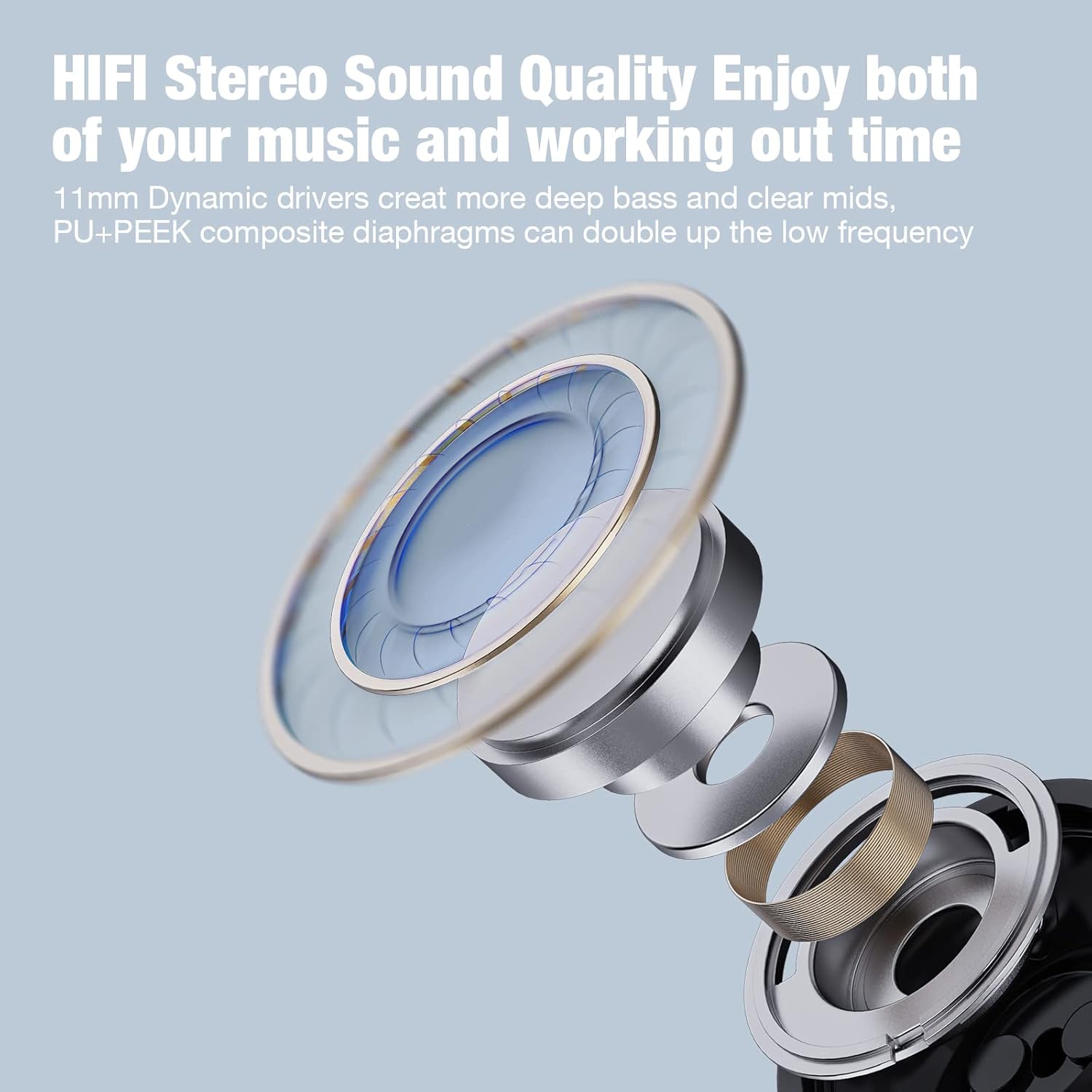 Boean Bluetooth Headphones, Wireless Headphones with 16 Hours Playtime Bluetooth 5.3 Wireless Earbuds HD Stereo Sound IPX7 Waterproof Earphones AI Music Generation Workout Headset for Running Sports - Image 3
