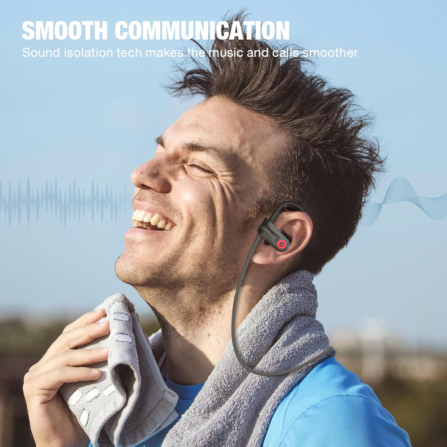 Boean Bluetooth Headphones, Wireless Headphones with 16 Hours Playtime Bluetooth 5.3 Wireless Earbuds HD Stereo Sound IPX7 Waterproof Earphones AI Music Generation Workout Headset for Running Sports - Image 7